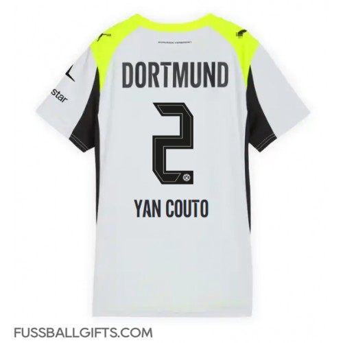 Borussia Dortmund Yan Couto #2 Fußballbekleidung Auswärtstrikot Damen 2025-26 Kurzarm